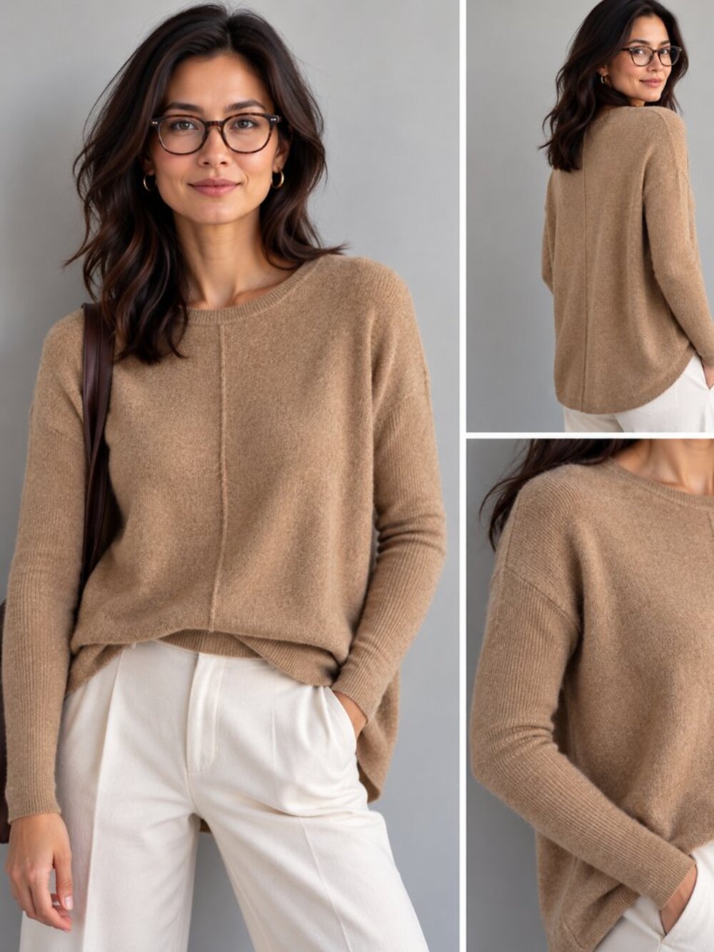 Lord & Taylor 100% Cashmere Oversized Camel Sweater Size M PTP25